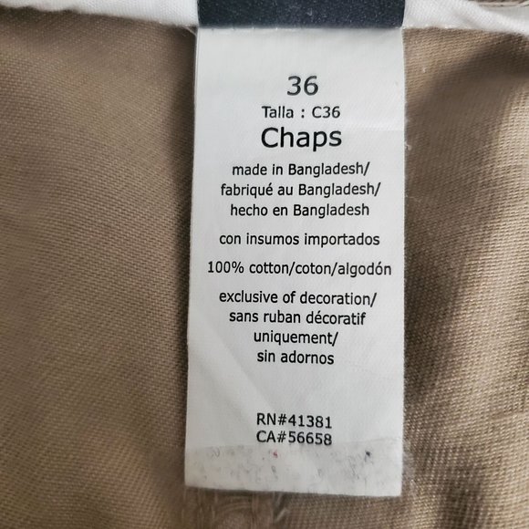 CHAPS Men's Embroidered White Seagulls Flat Front Chino Shorts Khaki Size 36 - Picture 8 of 13